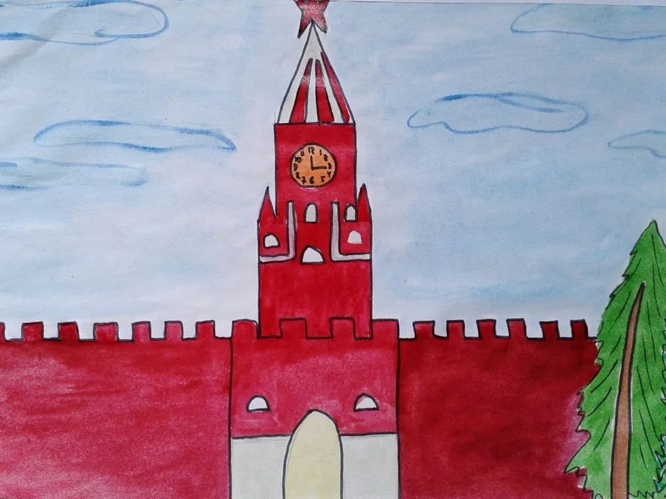 Спасская башня кремля рисунок