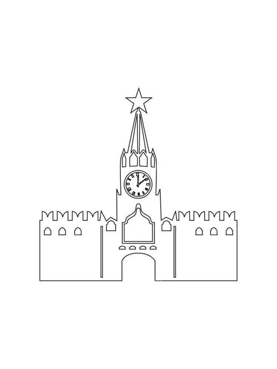 Спасская башня московского кремля для раскрашивания детям