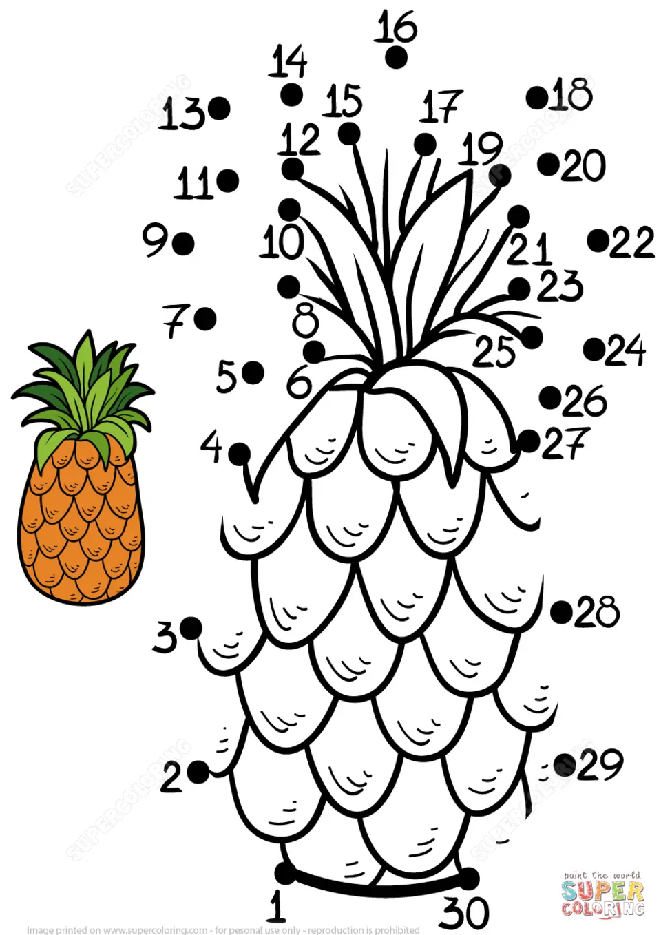 Овощи и фрукты раскраска для детей ананас