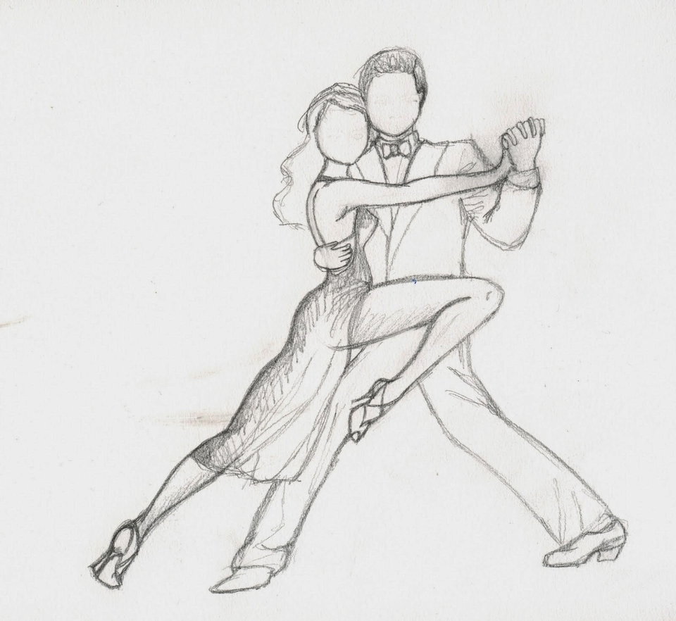 Бальные танцы рисунок карандашом