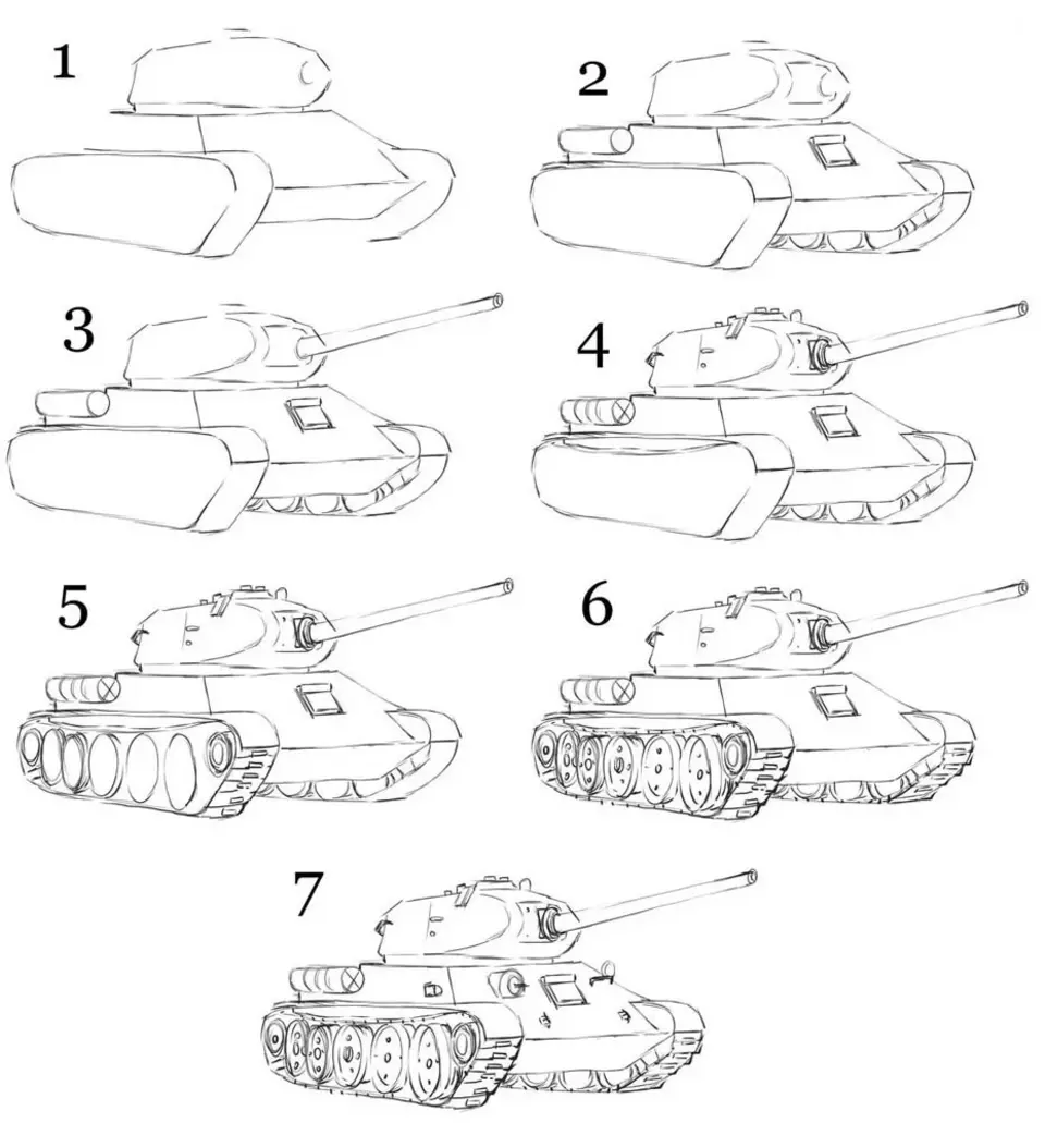 Рисунки карандашом танки для начинающих