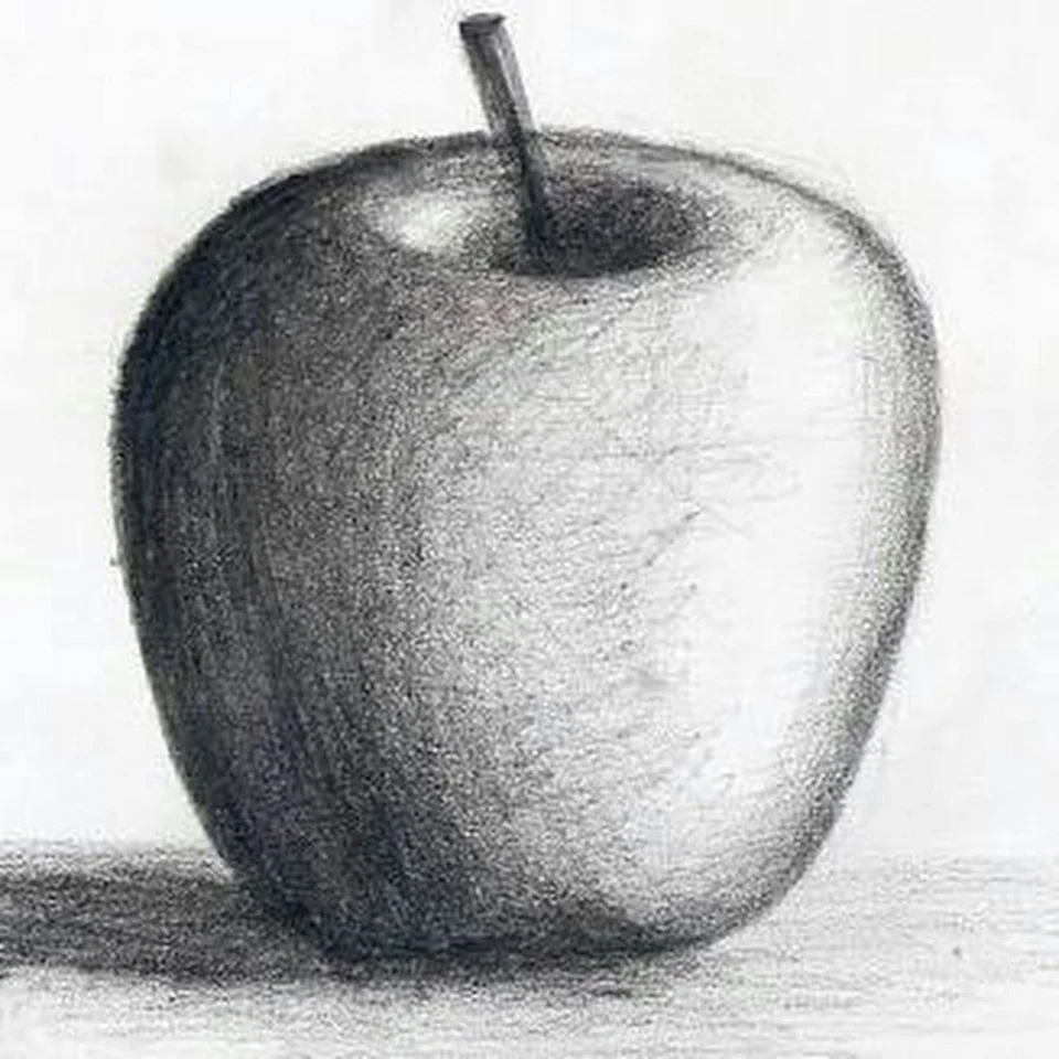 Рисунок карандашом яблоко