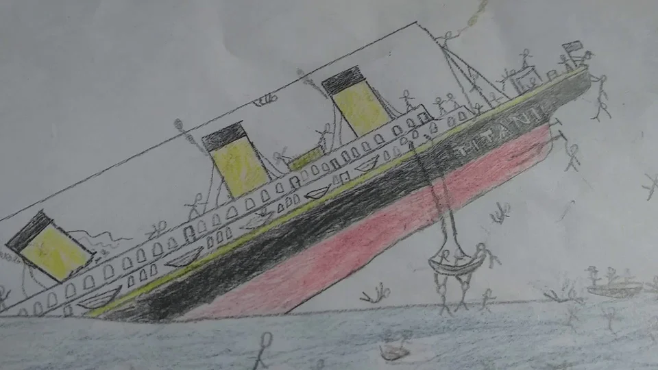 Титаник тонет рисунок