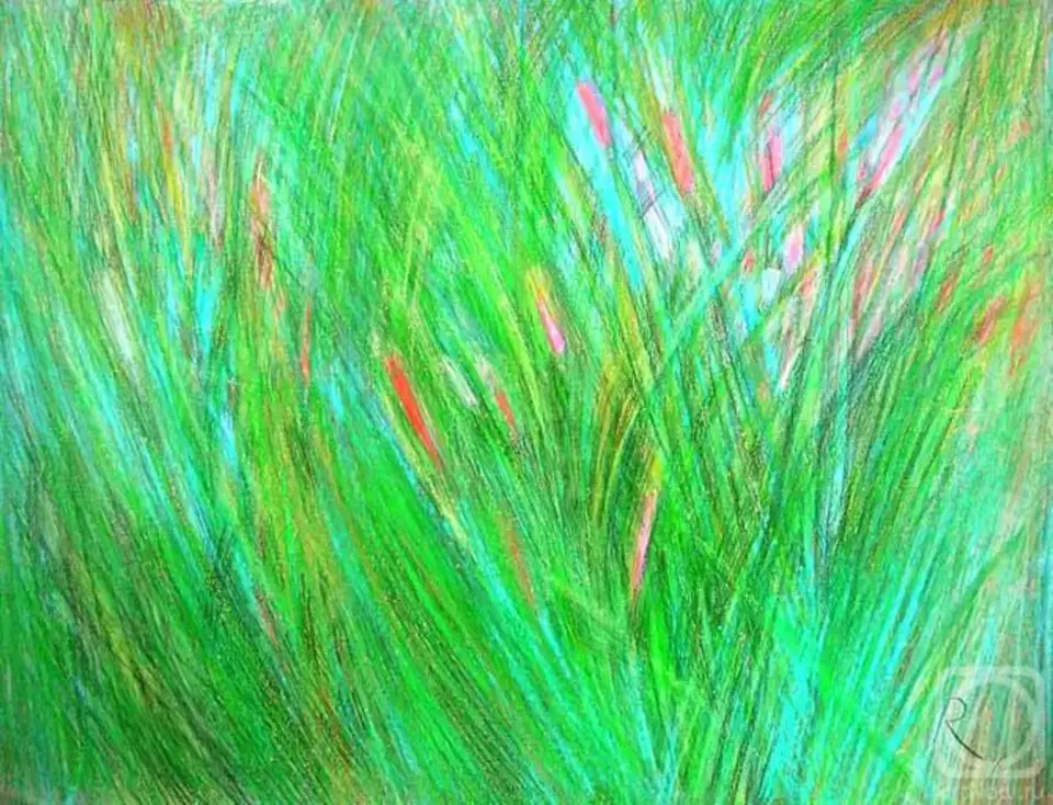Трава цветными карандашами