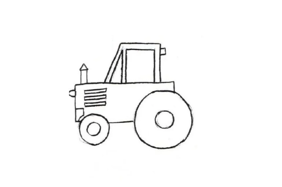 Трактор для срисовки для детей