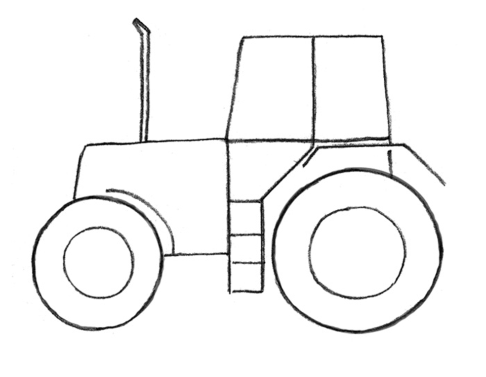 Трактор карандашом для детей