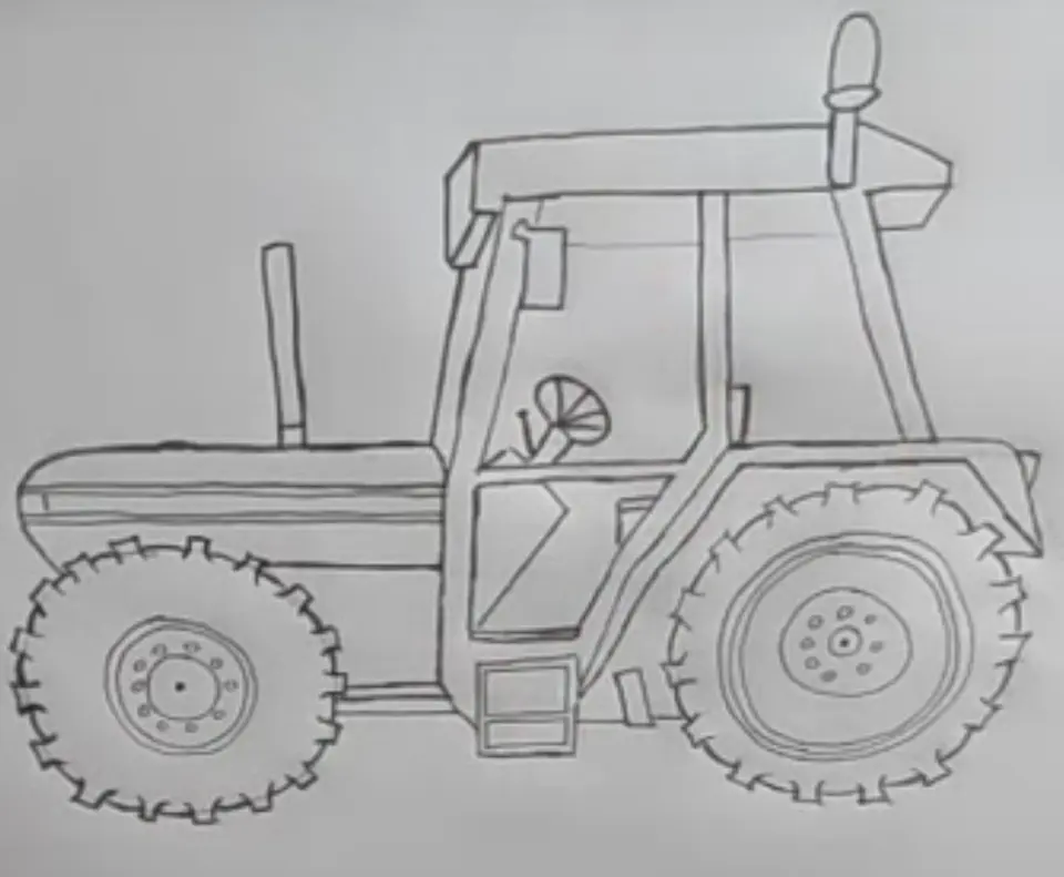 Трактор рисунок карандашом