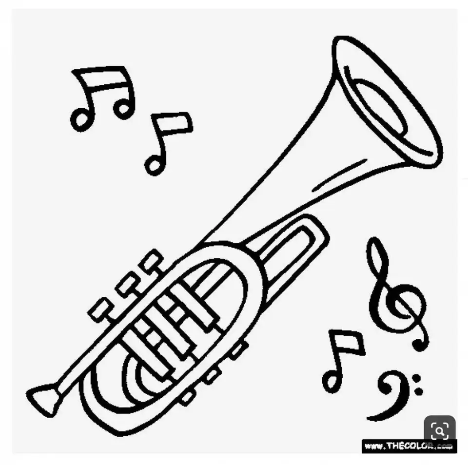 Раскраска труба музыкальный инструмент