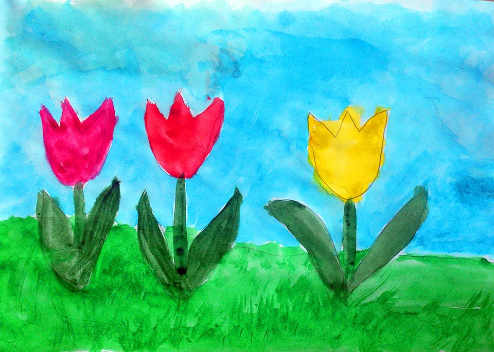 Тюльпаны рисование детские