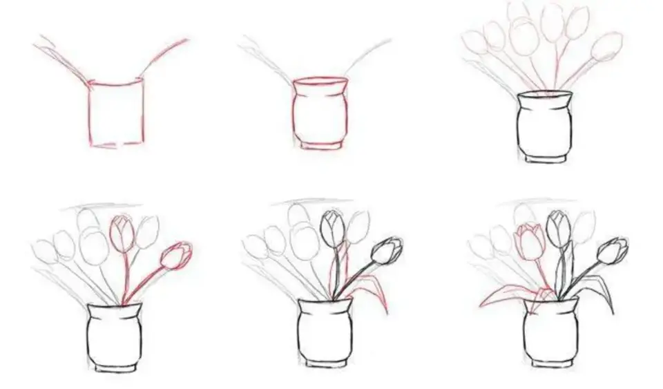Рисовать цветы в вазе