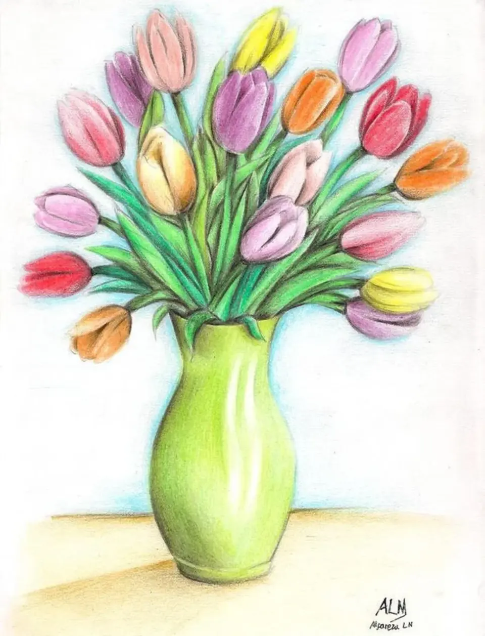 Ваза с тюльпанами рисунок