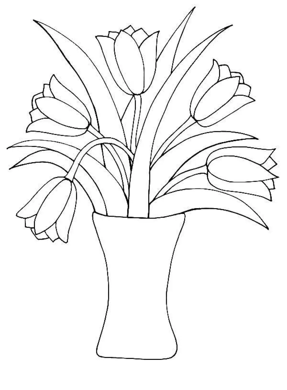 Раскраска букет тюльпанов