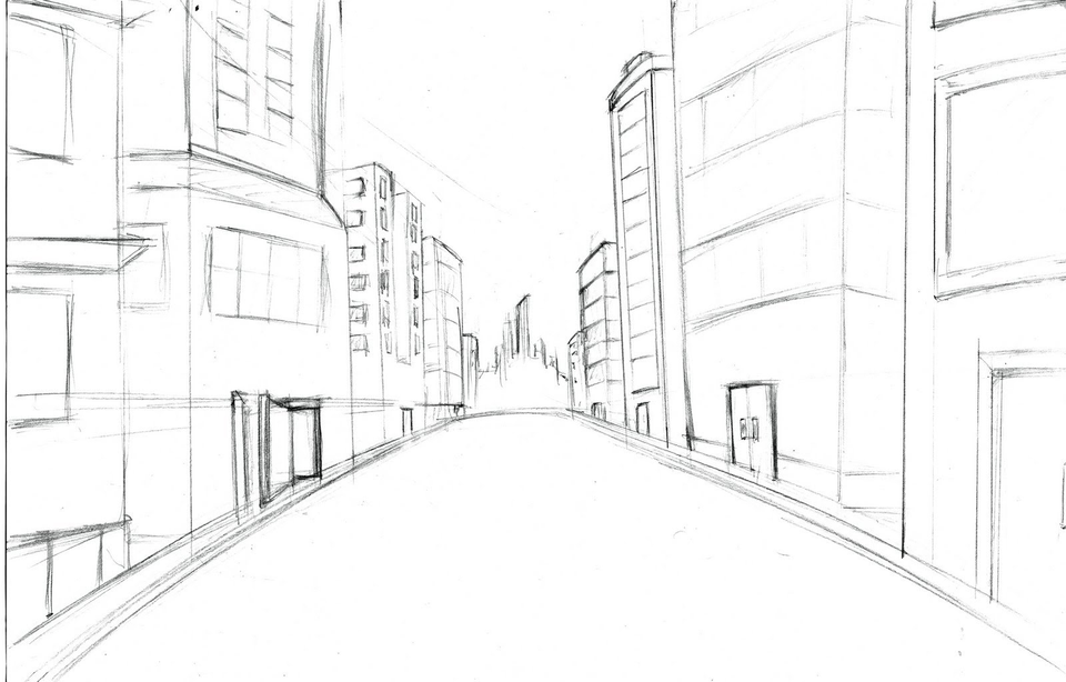 Перспектива улицы рисунок