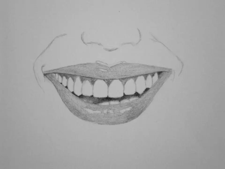 Широкая улыбка рисунок карандашом