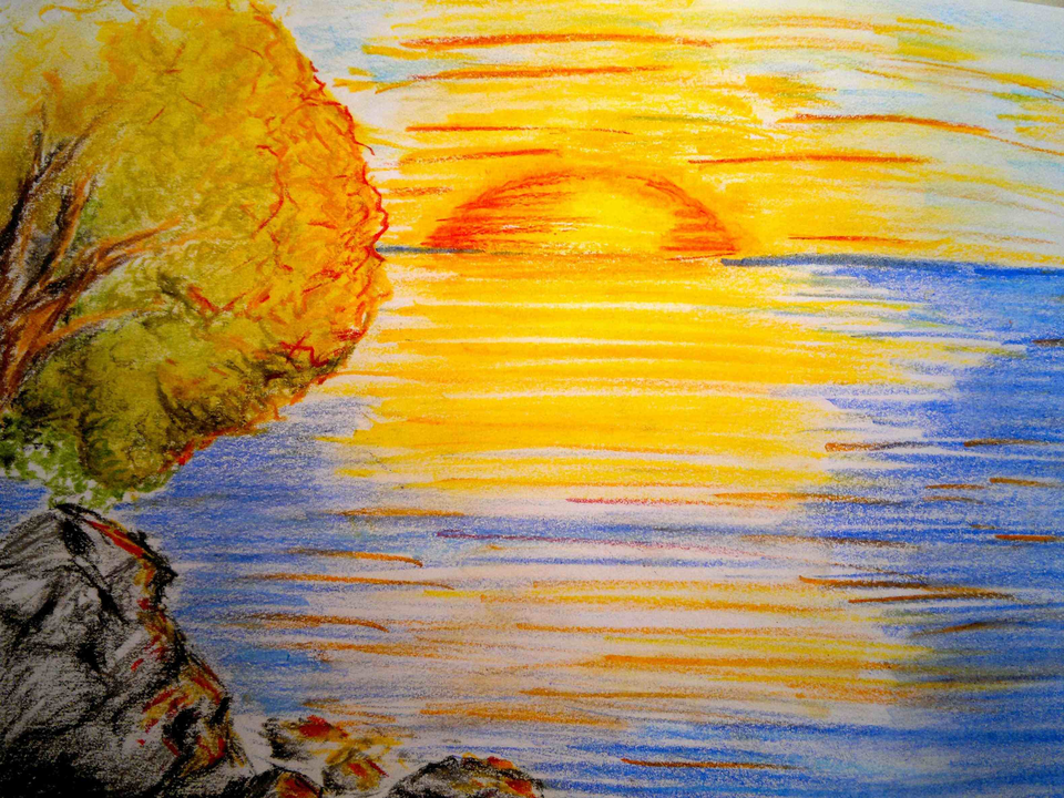 Закат солнца рисунок карандашом