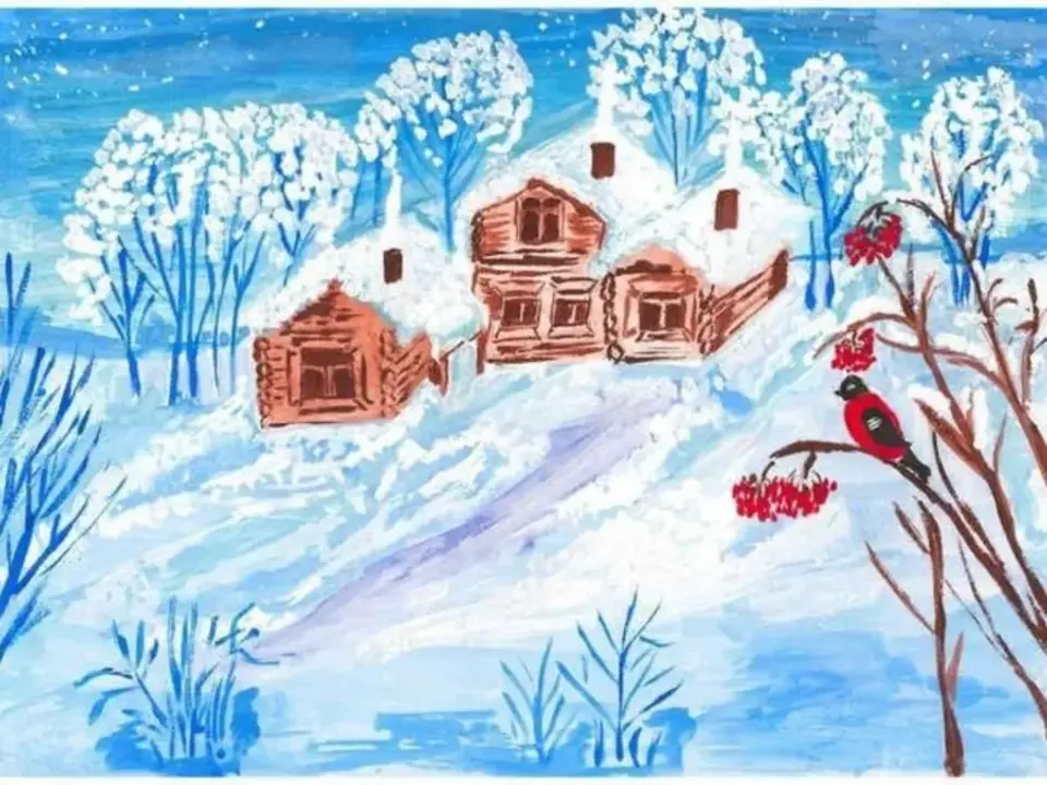 Зима рисунки детей
