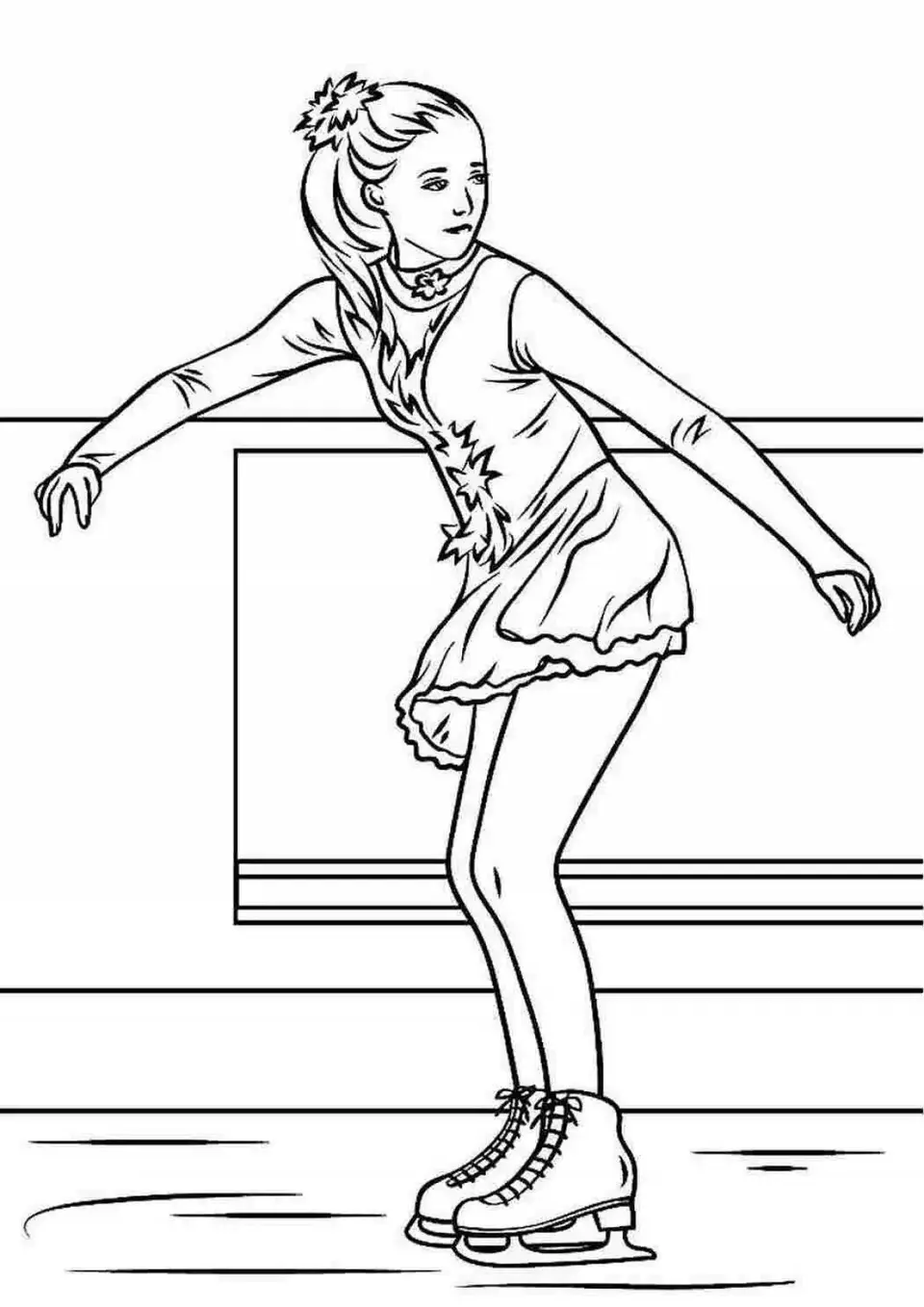 Раскраска девочка на коньках