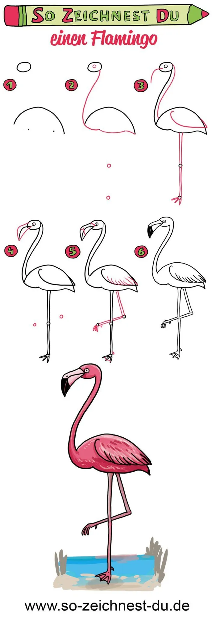 Фламинго рисунок поэтапно