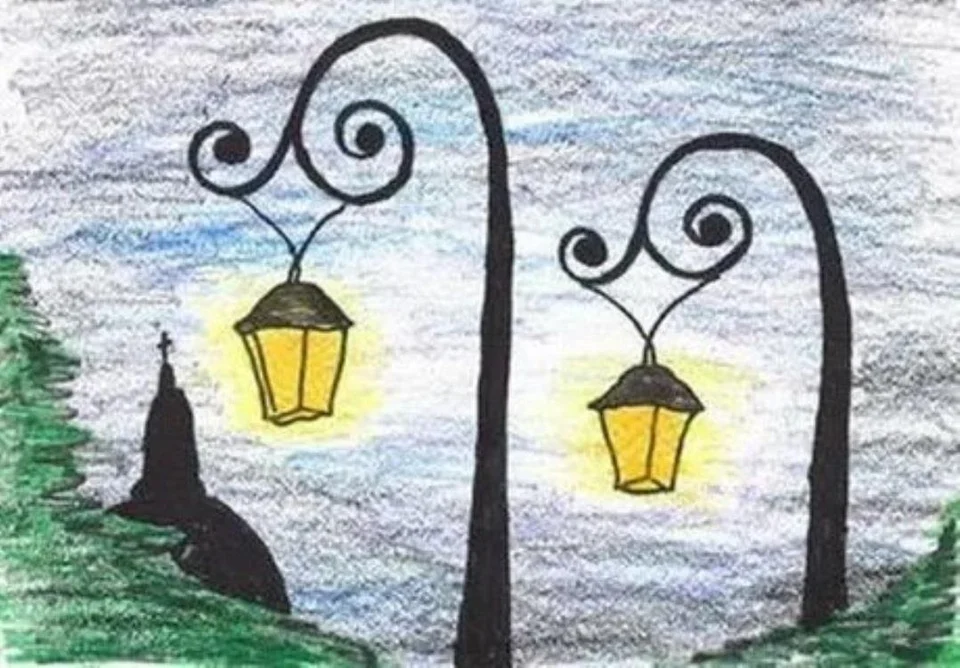Петербург в свете фонарей рисунки