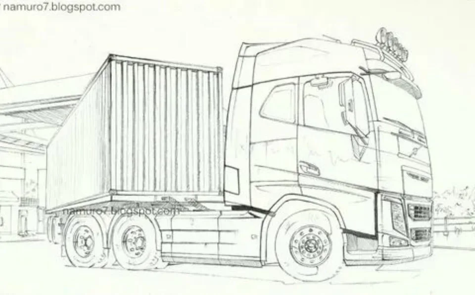 Рисунок грузовика карандашом