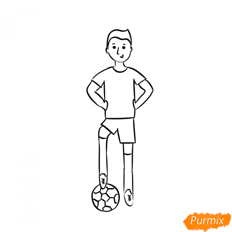 Рисунок футболиста с мячом карандашом