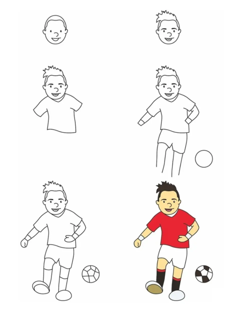 Поэтапное рисование футболиста