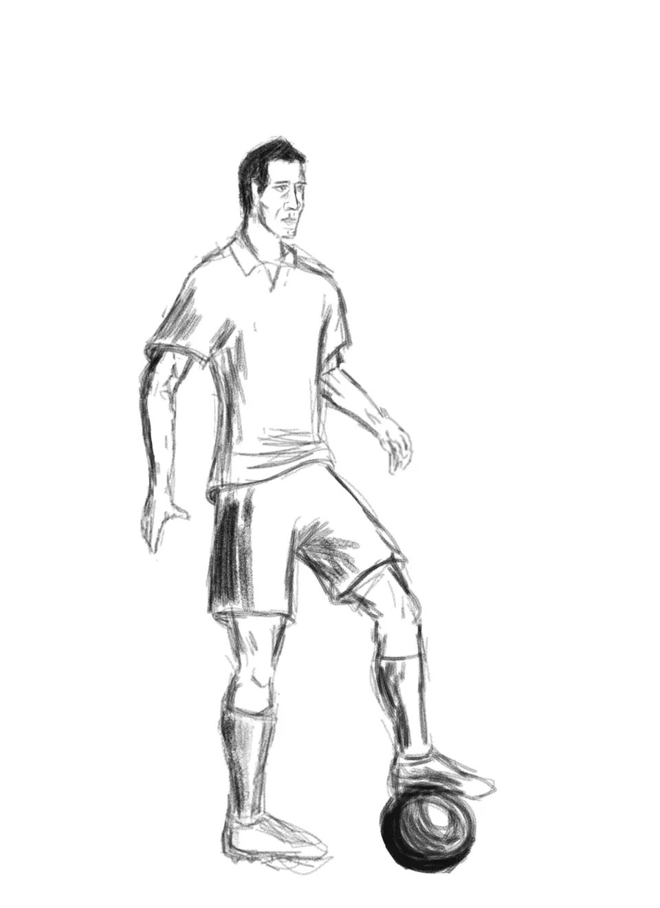 Рисунок футболиста с мячом