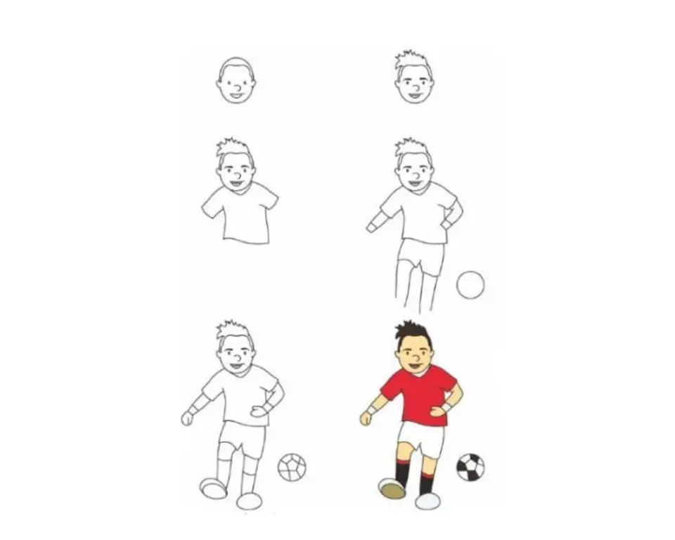 Рисунки футболистов легкие