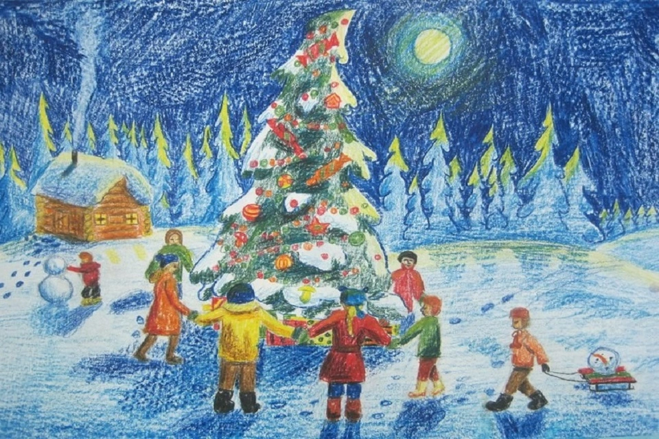 Рисование для детей праздник новый год