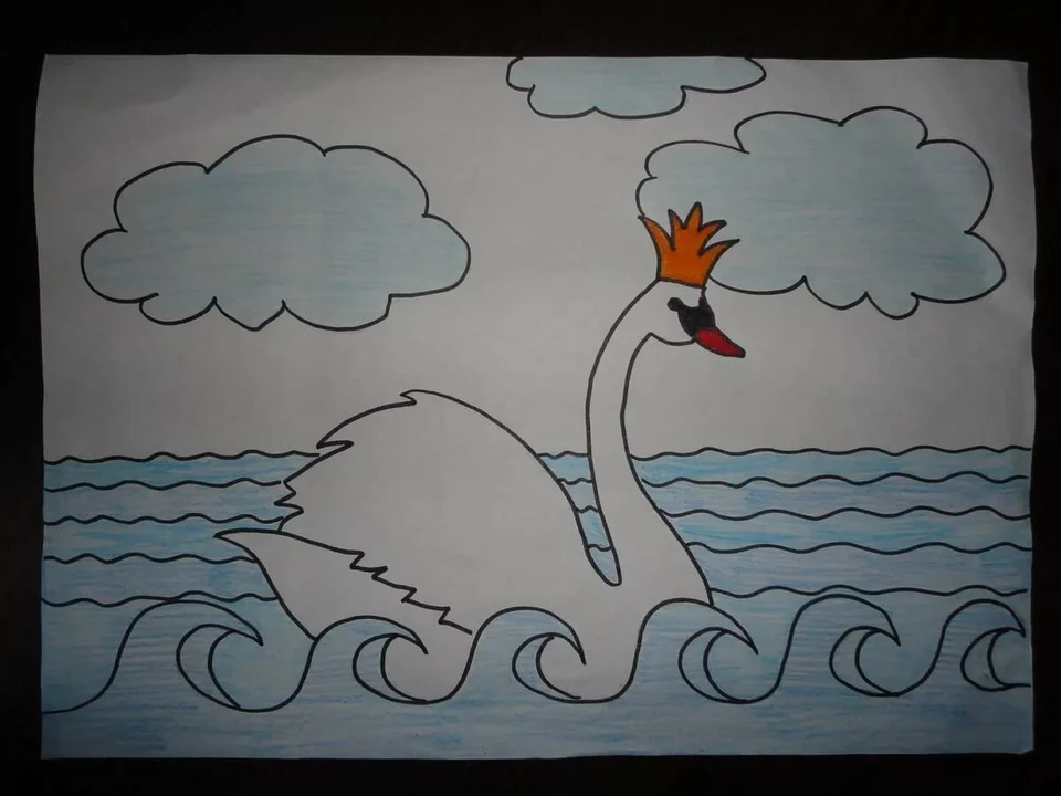 Рисунок лебедя из сказки о царе салтане