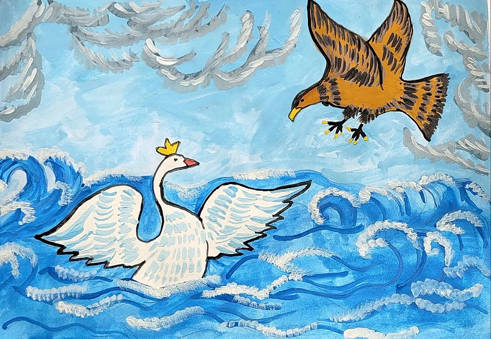 Рисунок царь салтан и лебедь