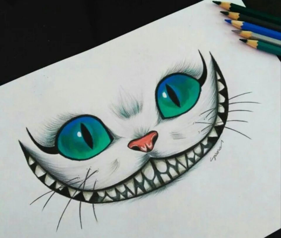 Чеширский кот из алисы в стране чудес рисунки карандашом