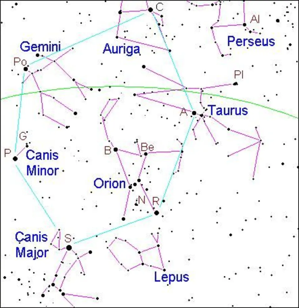Схема созвездия орион