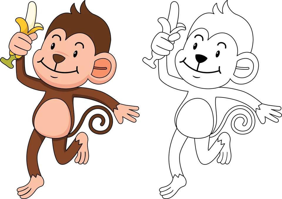 Раскраска обезьяна для детей