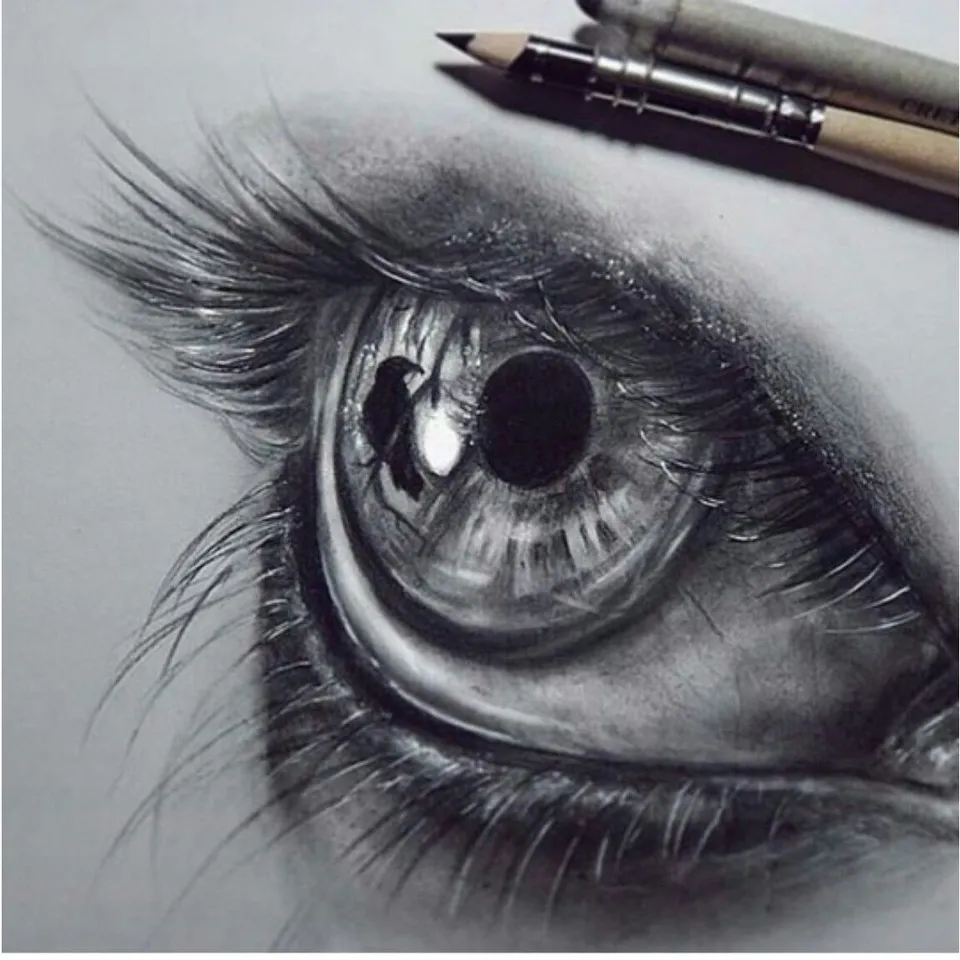 Глаза простым карандашом