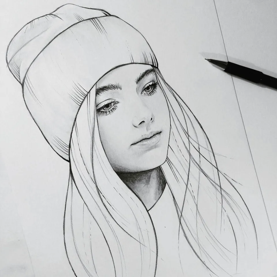 Девушка карандашом рисунок