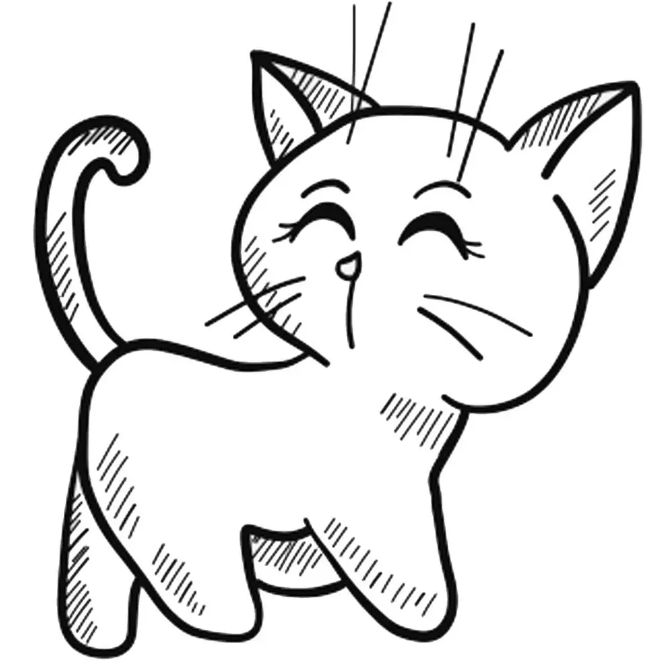 Кошка контурный рисунок