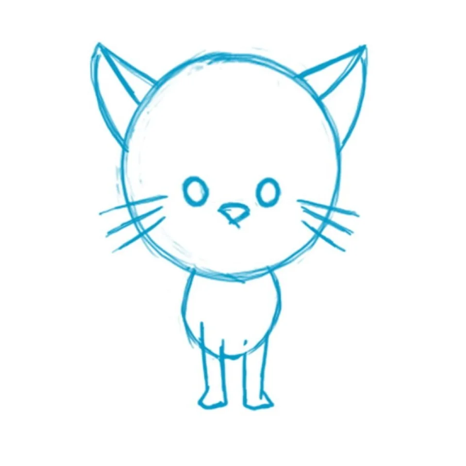 Котёнок рисунок для детей лёгкий