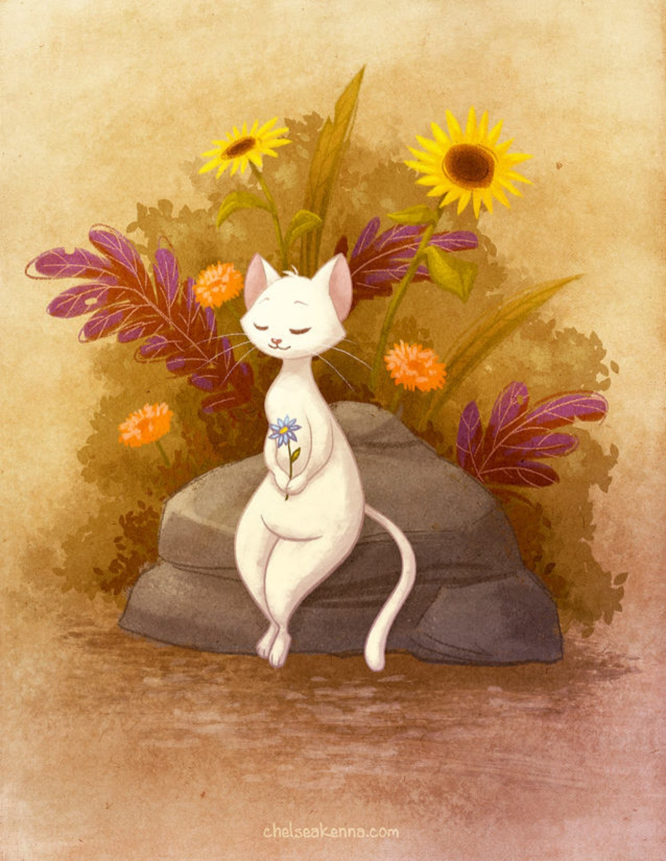 Кот с цветочком