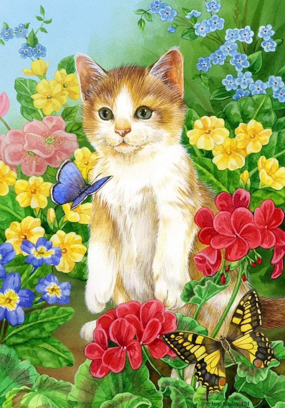 Котята и цветы