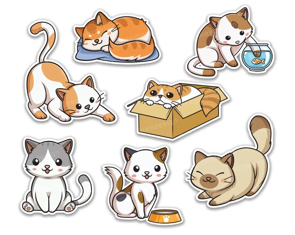Бумажные наклейки коты