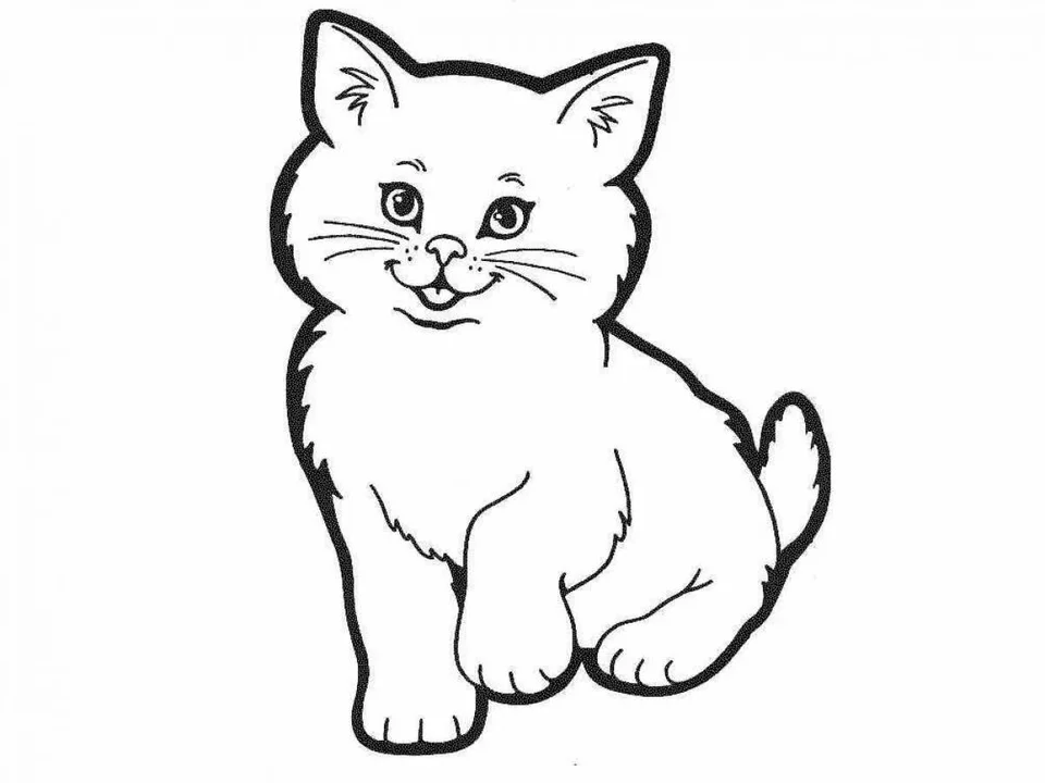 Кошка контурный рисунок