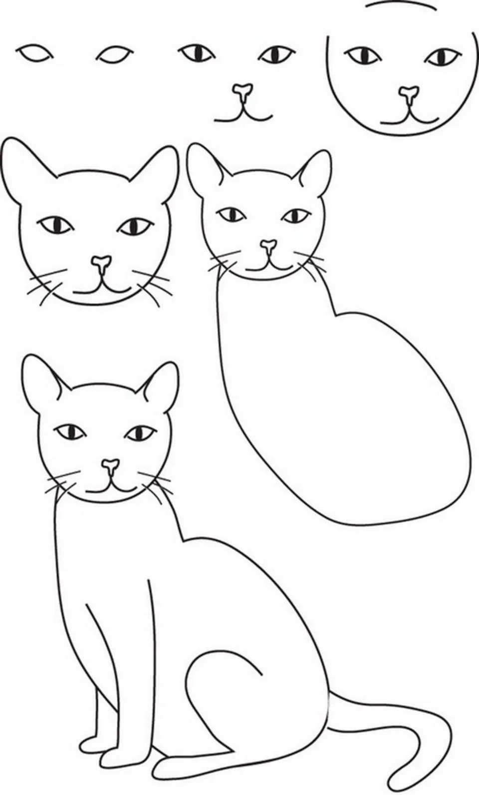 Рисунок кошки карандашом для детей