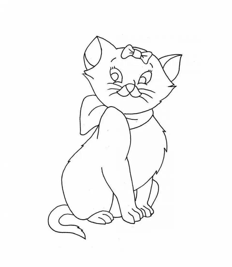Кошка с бантиком раскраска