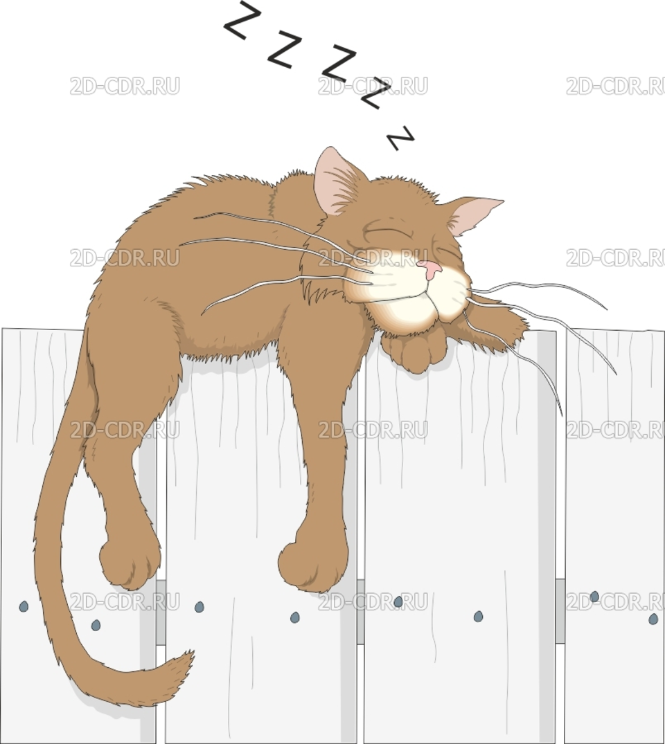 Кошка на заборе рисунок