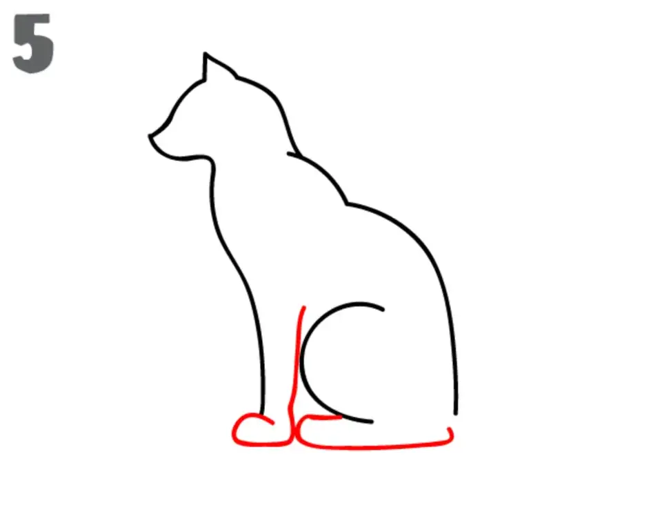 Сидящая кошка рисунок
