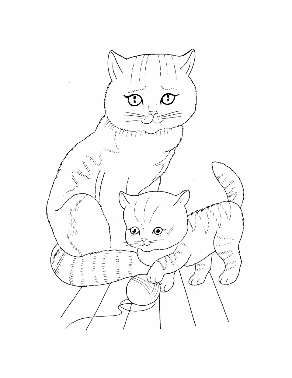 Раскраски кошки и котята