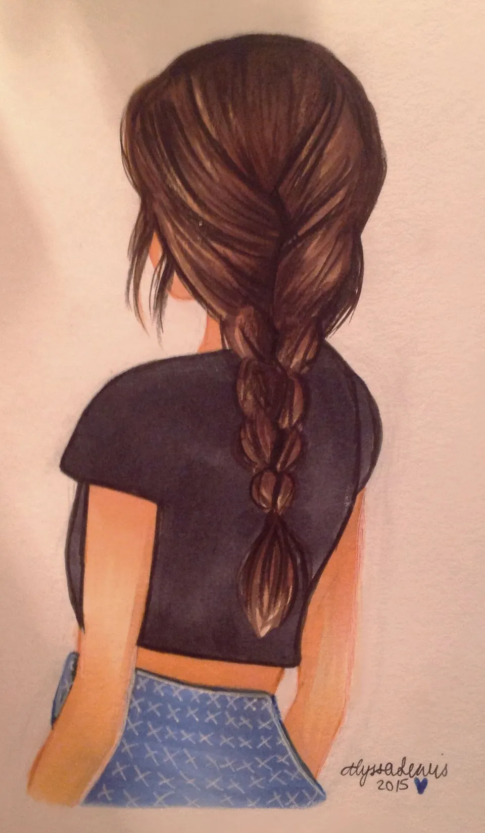 Девушка со спины рисунок карандашом