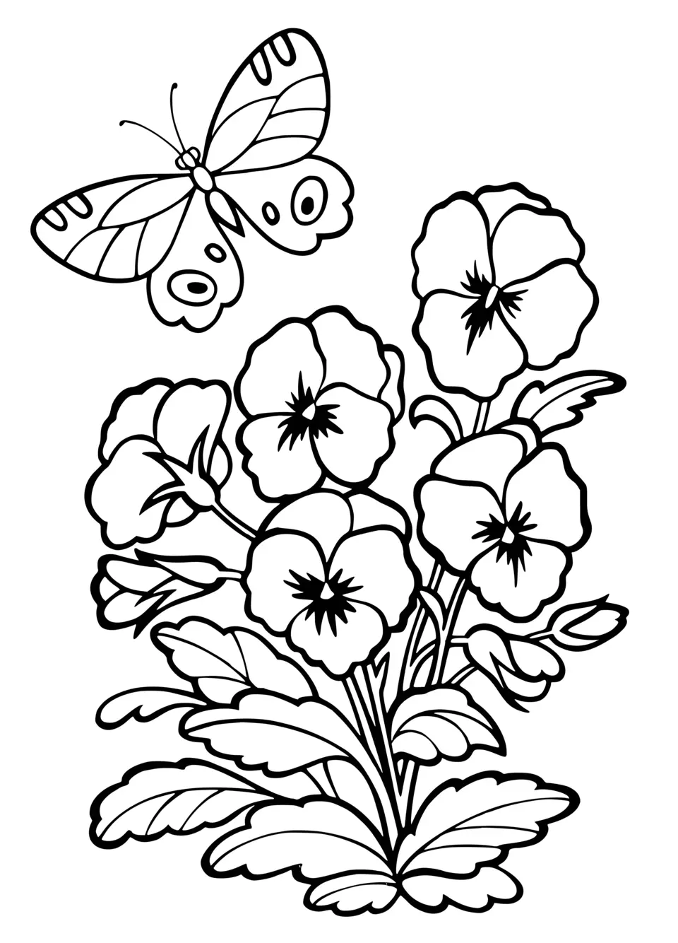 Цветы и бабочки раскраска