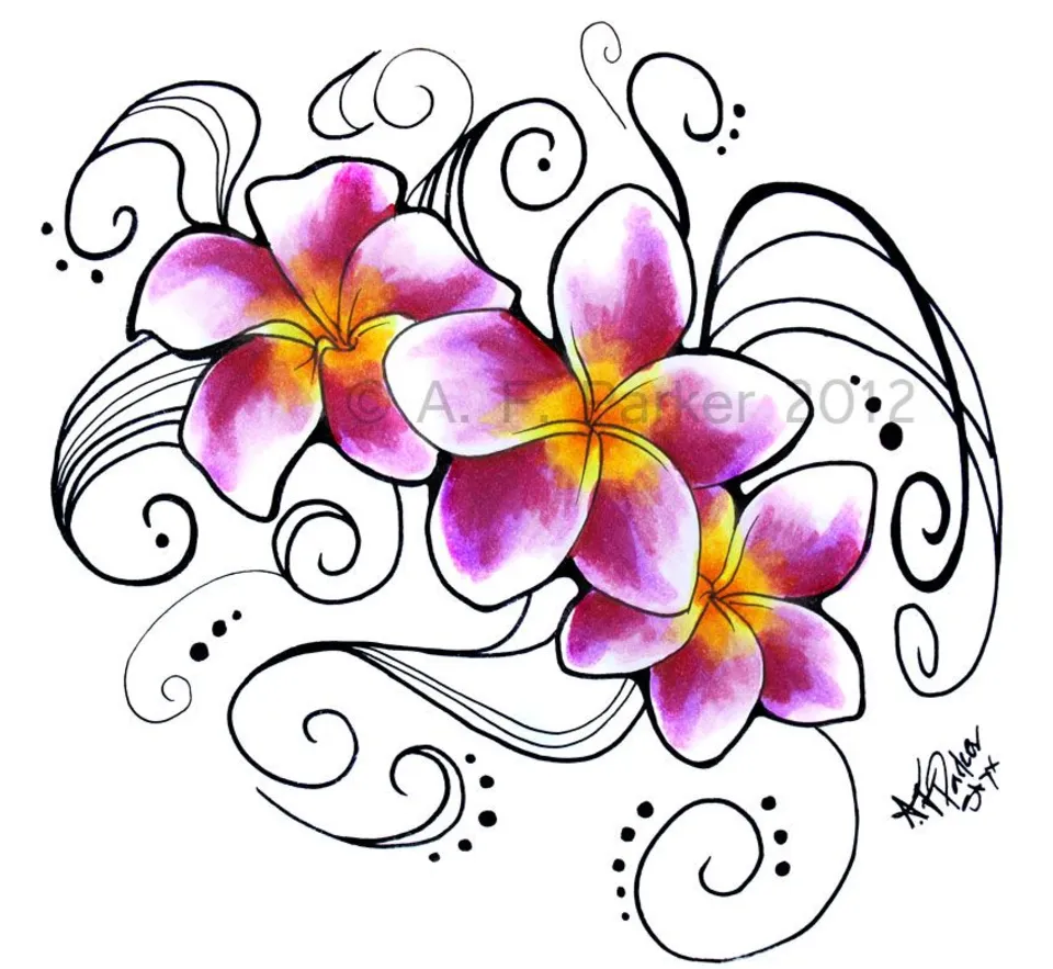 Гавайские цветы тату